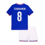 Günstige Fußballtrikots Frankreich Tchouameni 8 Kinder Heimtrikot EURO 2024 Kurzarm